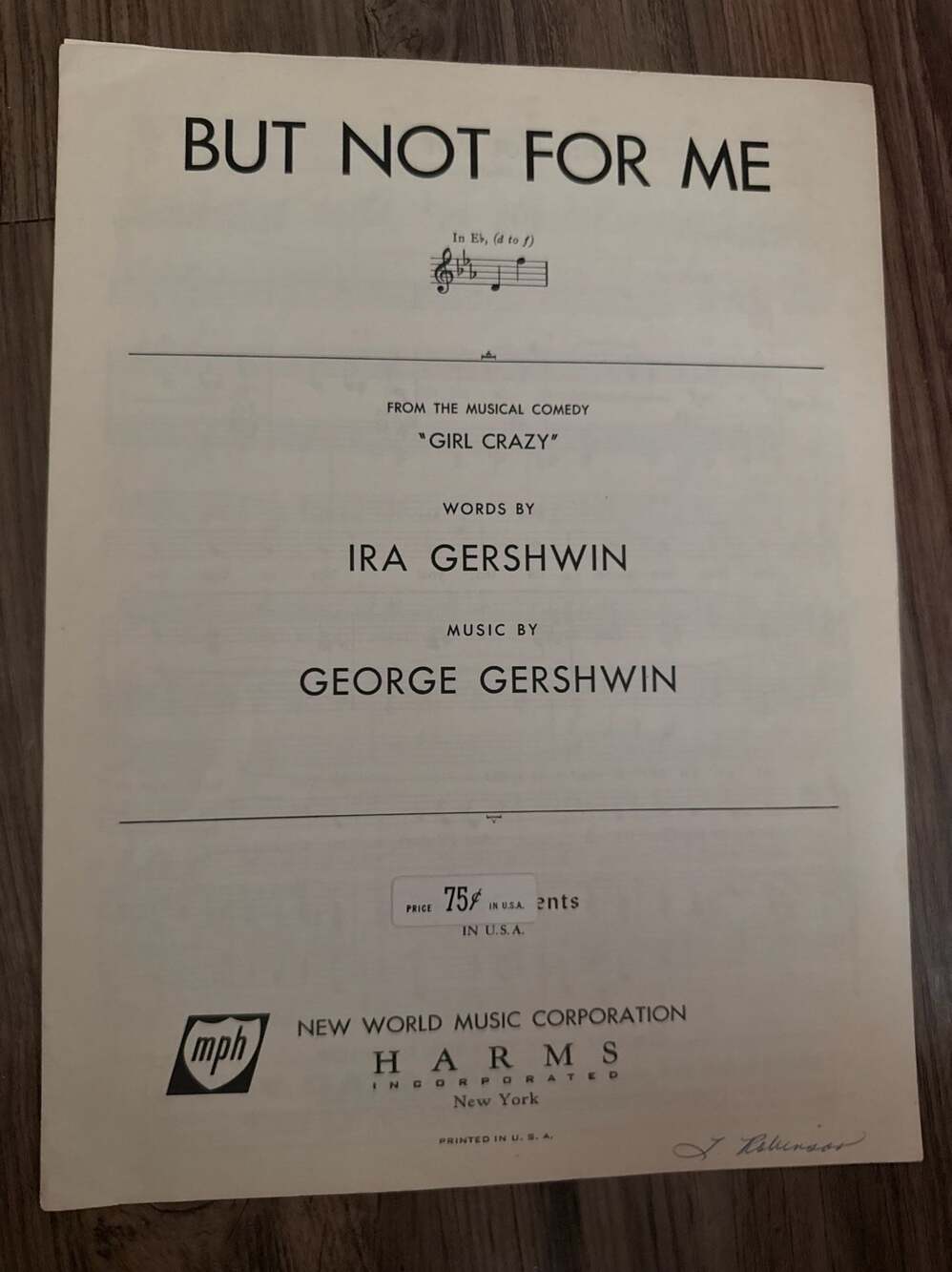 But Not For Me Sheet Music George & Ira Gershwin Girl Crazy Harms Inc.